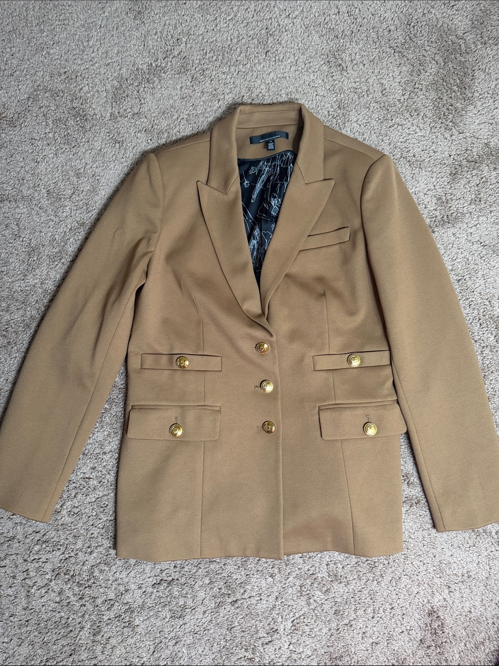 White House Black Market Camel Blazer with Gold Buttons